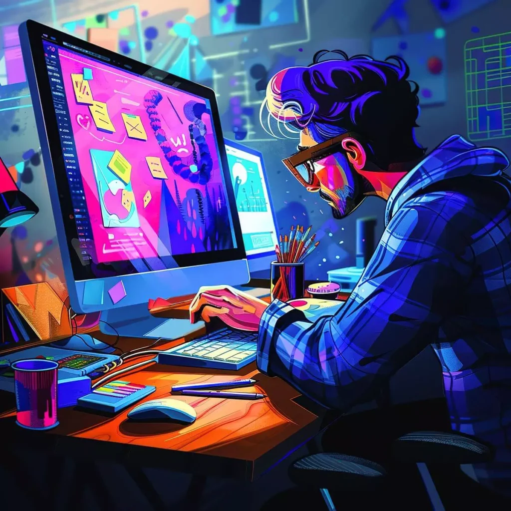 ilustracao de estilo de arte digital de designer grafico